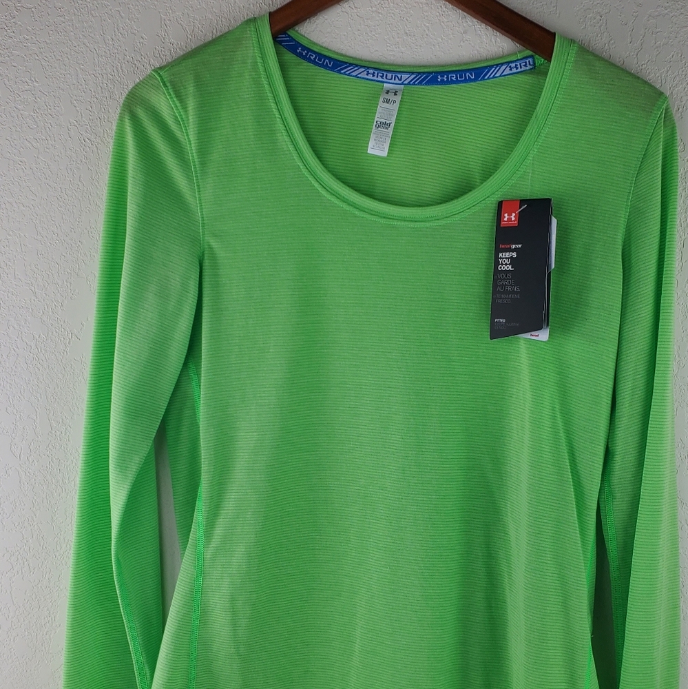 Womens Under Armour Running Shirt Size SM/P Green Long Sleeve New With Tags